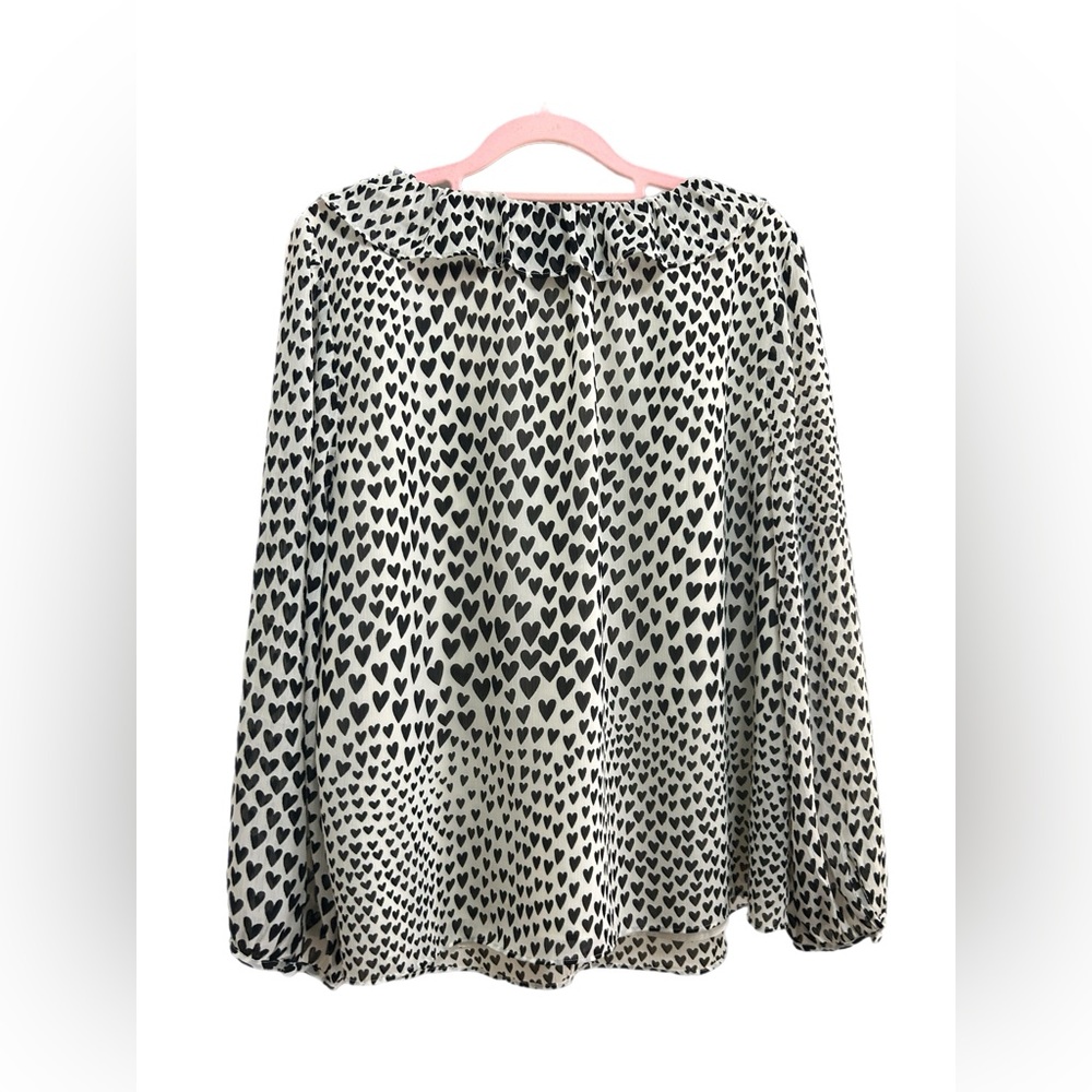 J.Crew Ruffleneck Hearts Blouse Size L - Picture 3 of 4
